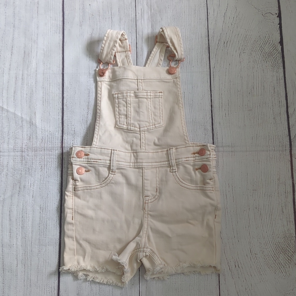 Cat & Jack Cream Short Overalls Adjustable Straps